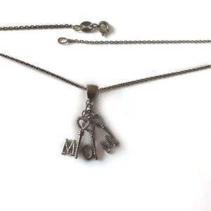 MOM Key Pendant Necklace Sterling Silver